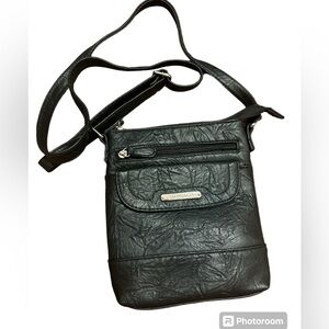 Stone & Company Black Leather Crossbody Purse New Without Tags 7” x 8”